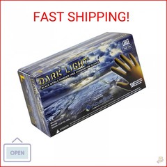 Adenna Dark Light 9 mil Nitrile Powder Free Exam Gloves (Black), Large – Box of