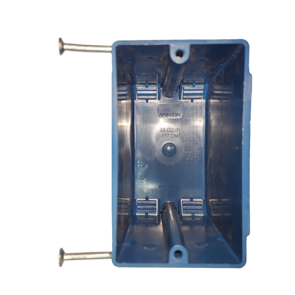 1 Gang New Work Electrical Switch Outlet Box 3.44″ Deep 23 cu in ETL Blue