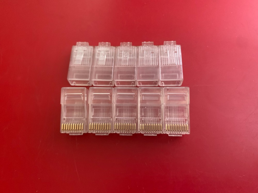 10x MP10P10C MODULAR PLUG CONNECTOR RJ45 Plug Shell 10Way 21x12x8mm Gold Contact