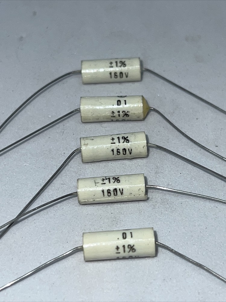 .01uf 160V Axial Film Polystyrene Capacitor 160 Volts 10000pF New Lot of (5)