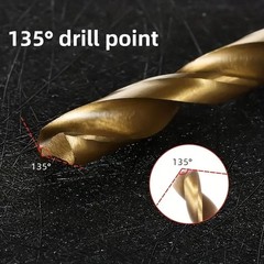 13Pcs HSS Titanium Coated Twist Drill Bit Set 1.5-6.5mm Hex Shank For wood Metal
