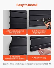 4 x 4 ft Slat Wall Paneling PVC Black Garage Slatwall with Modular Design