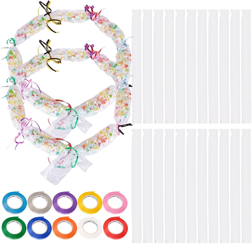 110 PCS Graduation Candy Lei Making Kit Tubing Bags 10 Rolls Ribbon Wreaths