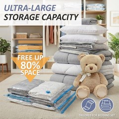 Vacuum Storage Bags, 80% Compression Vacuum Seal Space Saver Plastic Packagin…