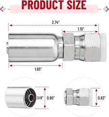 New-12 Pack 3/8″ Hydraulic Hose Fittings, 3/8″ I.D. Hose x 1/2″ JIC 37° Female