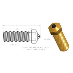 Diamondback Nozzles – Volcano Compatible – Polycrystalline Solid 0.8mm