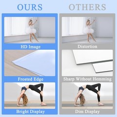 Home Gym Mirror, 57”X24”2PCS, Tempered Glass Frameless, Large Yoga Mirror, …
