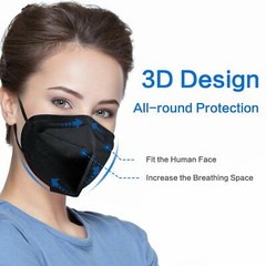 10/50/100 Pcs Black KN95 Protective 5 Layer Face Mask BFE 95% Disposable Masks