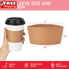 16 Oz 100 Pack Coffee Cups with Lids and Sleeves, Hot Paper Coffee Cups with Lid