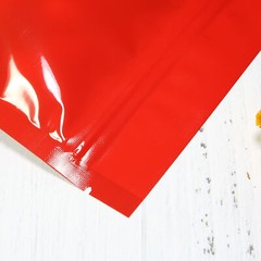 Smell Proof Glossy Red Stand-Up Zip Seal Pouch w/ Window in Many QTY (6.3×8.7″)