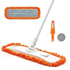 Dust Mop for Floor Cleaning with Washable Microfiber Flat Mop-Orange, Orange