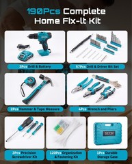 Seesii 21V Cordless Drill Tool Kit – Tool Combo Set Hand Tool Kit Toolbox