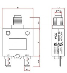 KUOYUH Circuit Breaker 98 Series 20A 125/250VAC 32VDC-50VDC 50/60Hz (1Pcs)