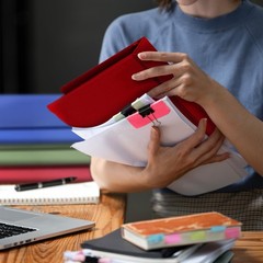 Samsill 0.5 Inch 3 Ring Binder, Economy Round Ring, Clear View 4-Pack, Red