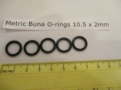 10.5mm ID x 14.5mm OD x 2mm thick O-ring. Buna-70. Quan 5.