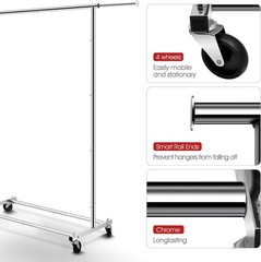 Lightweight Rolling Garment Organizer with Adjustable Rod – Ideal for Any Room
