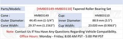 [Qty.1] New Cone:HM803149 Cup:HM803110 Tapered Roller Bearing Set Replacement