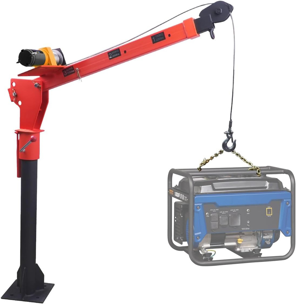 1100Lb Folding Truck-Mounted Crane with 3500Lb Electric Winch & 360° Swivel
