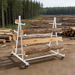 5-Tier Horizontal Material Rack, White Iron Pipe & Lumber Storage with 4 Wheels
