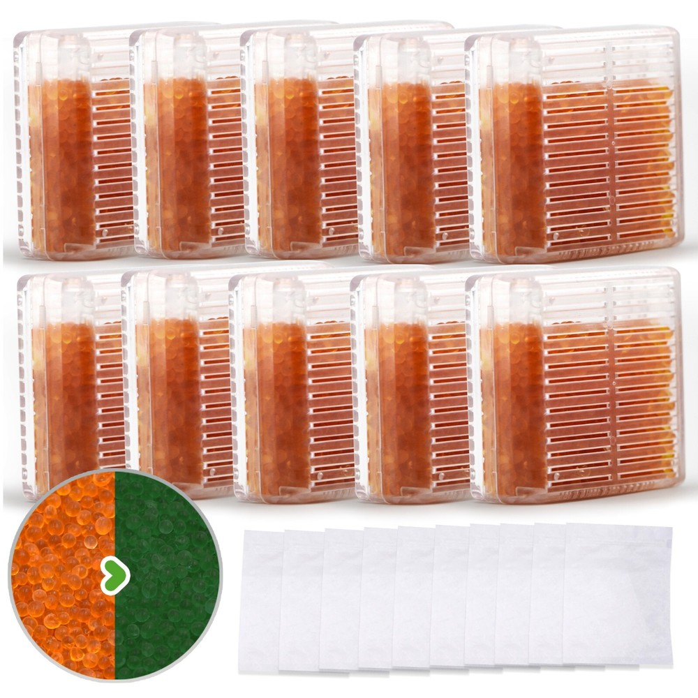 45 Gram Hard Plastic Silica Gel Canister Reusable Indicating Pack of 10 (Orange)