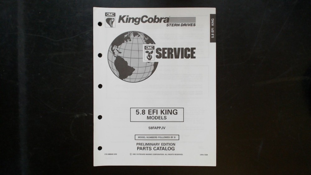 OMC KingCobra 5.8 EFI KING Stern Drives Parts Catalog 1992 58FAPPJV