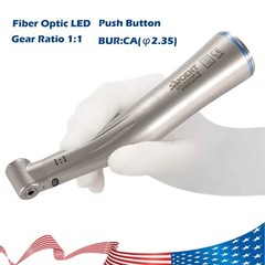SANDENT Dental 1:1 Fiber Optic LED Contra Angle Handpiece Push Button E-type SA