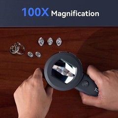 TOMLOV 100X Coin Microscope Portable Digital Microscope Illuminate Jeweler Loupe