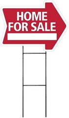 Large (18″x24″) Home For Sale – RED – Arrow Shaped Sign Kit with Stand