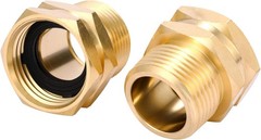 2 Pack Brass Garden Hose Adapter, 3/4″ GHT Female x 3/4″ NPT Male Connector, ..