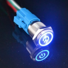 16mm 12V LED ON OFF Waterproof Stainless Steel Latching Push Button Power Switch