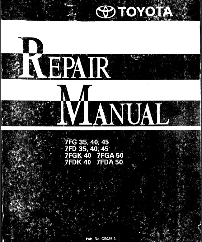 Toyota 7FG35, 7FG40, 7FG45, 7FD35, 7FD40, 7FD45 Service Repair Manual PDF USB