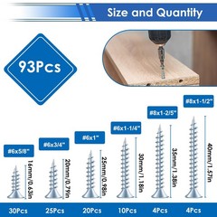 smseace 453Pcs Wood Screws with Nuts and Bolts Assortment Kit #6 #8, Silver