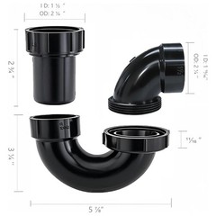 Lesso ABS Adjustable P Trap1 1/2 Inch for RV Drain Bathroom 1-1/2 Inch, Black