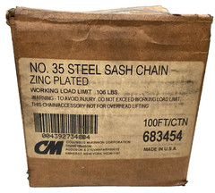 Columbus McKinnon Corp. #35 NO. 35 Steel Sash Chain Zinc Plated 100′ Ft 683454