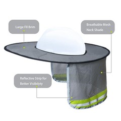 Topbuti Hard Hat Sun Shield Full Brim Mesh Sunshade, High Visibility Grey