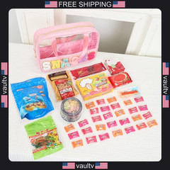 Snack Bags Chenille Letter Patch Clear Bag for Travel, Preppy Cosmetic Bag