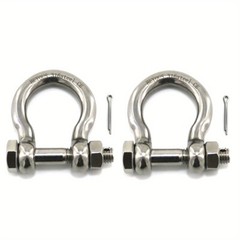 2PCS 316 Stainless Steel M10 Clevis Pin O Ring Bow Anchor Locking Ring Shackle