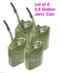 Lot(4) 2.5 Gallon 10L Jerry Can Gas Steel Tank Green Military NATO Style
