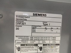 SIEMENS GNF321 30 Amp 240V 3 Phase NON Fusible Disconnect SAFETY SWITCH READ!!