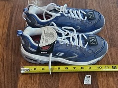 NEW Skechers WOMEN Blue Silver Leather Work Construction Safety Toe Shoes Sz 9.5