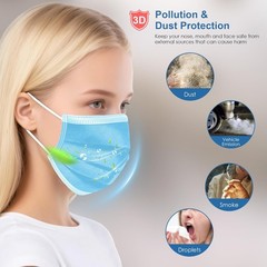 NNPCBT Blue Disposable Face Masks 100 Count (Pack of 1), Adult-100 Pack-blue