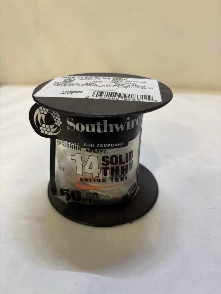 Southwire 50 ft. 14 White Solid CU THHN Wire 11580883