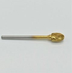 52-C Regular Cut Golden Carbide Bur 3/32 Shank Egg Shape Dental Lab Acrylic TiN