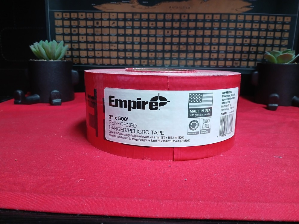 Empire Level 76-0604 500’x3″ Reinforced Construction Grade DANGER/PELIGRO – Tape
