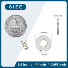 100Pcs Flat Washers for Screws, 1/4″ Small Washer, Premium 18-8 (304) Stainless