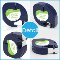 Dymo LetraTag Refill 91330 White Paper Label Tape 12mm 1/2″ Compatible LT-100H