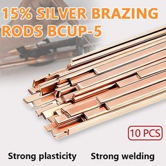 10 Sticks Brazing Rods Bcup-5 15% Silver Solder Phos Copper Brazing Alloy Flat