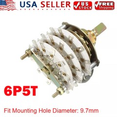 6P5T 6 Pole 5 Throw 3 Deck Band Channel 9.7MM Rotary Switch Selector HOT