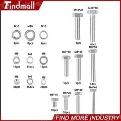 236PCS M6 M8 M10 Heavy Duty Bolts and Nuts Assortment Kit 304 Stainless Steel