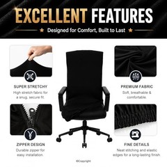 Water Resistant Stretch Computer Office Chair Cover Large Cover, Black